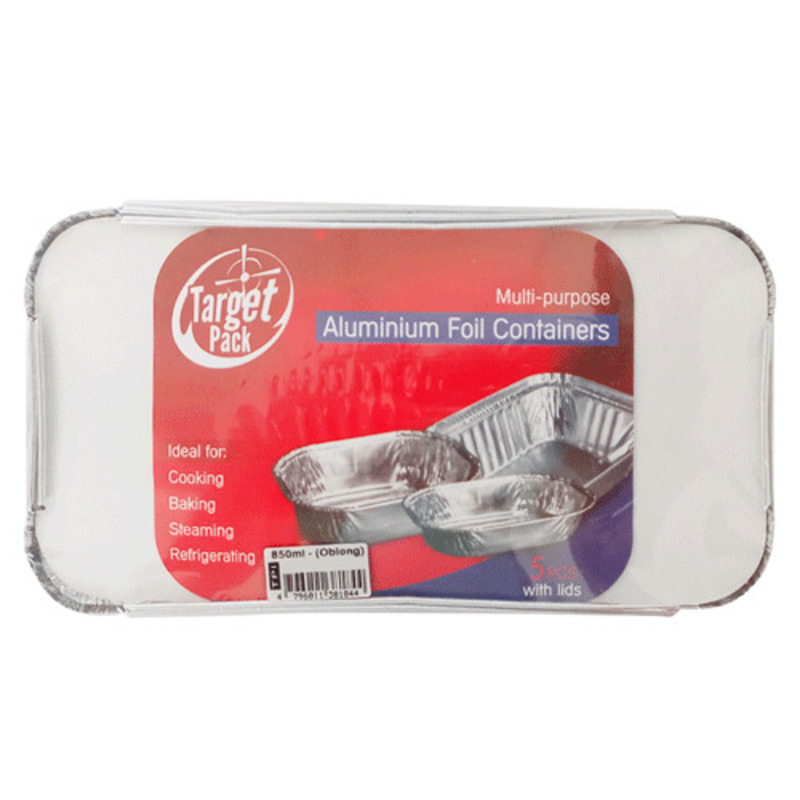 Aluminium Foil Containers - 850 ml Oblong 5 Pcs