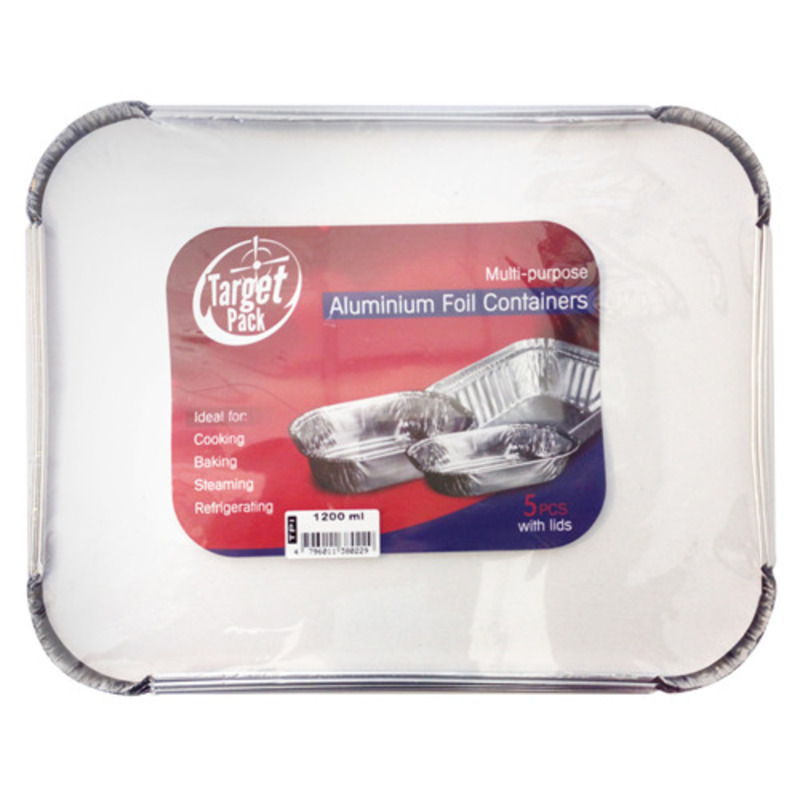 Aluminium Foil Containers - 1200 ml 5 Pcs