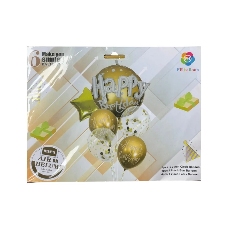 Foil Balloon Set 6 Pcs - Gold