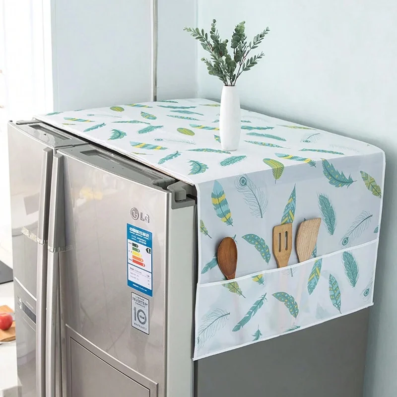 Waterproof Fridge Cover Anti-Dust With Storage Pockets - Random Colours