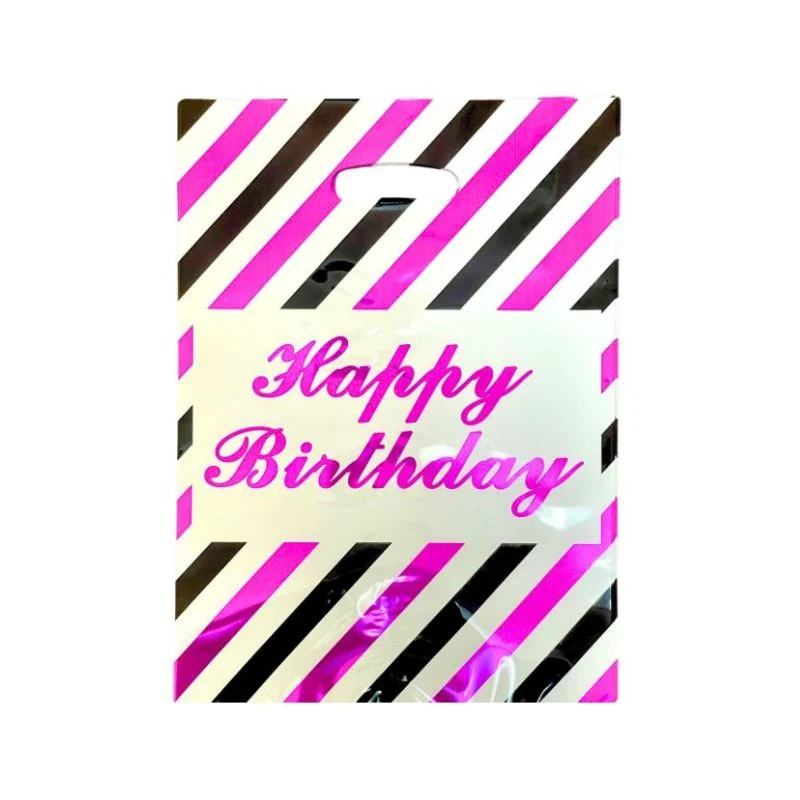 Happy Birthday Loot Bags 10 Pcs Pack - Purple and Black - 10"H x 6.5"W